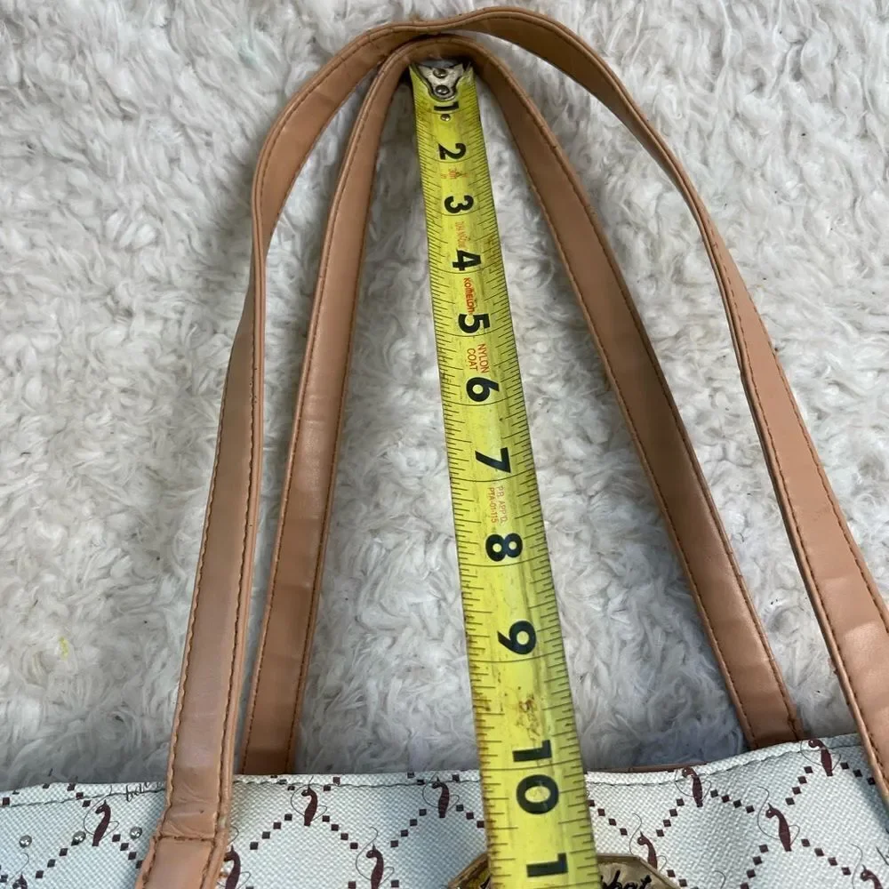 Babyphat beige logo brown & orange large tote with tan traps studs accents
